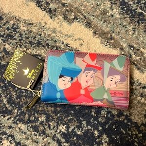 Loungefly Disney Sleeping Beauty Aurora Maleficent Zip Wallet New